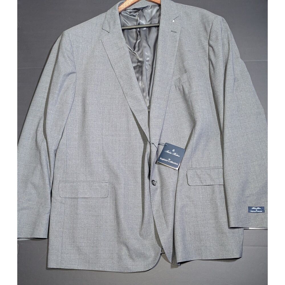Brooks Brothers Explorer Collection Suit Jacket Gray Wool Blazer Men's 52 L